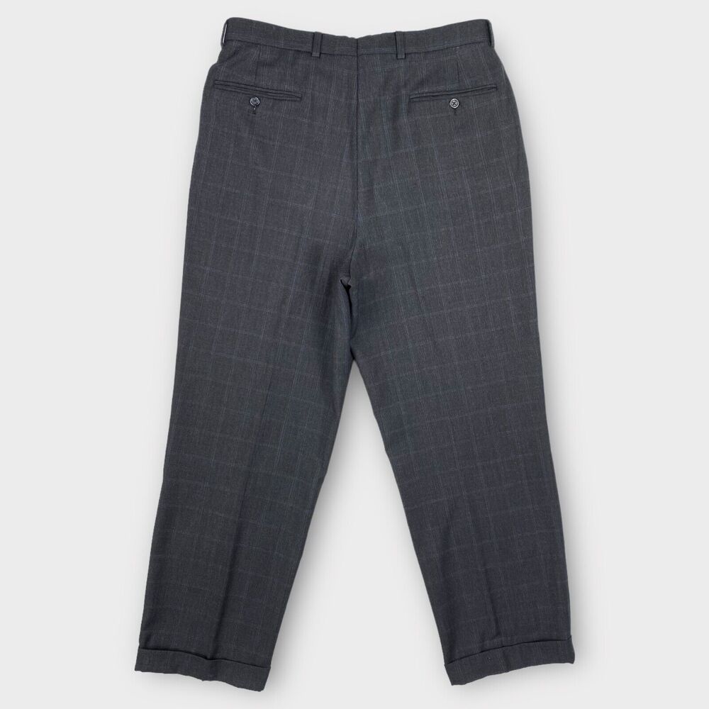 John W Nordstrom Loro Piana Suit Mens 40R 34x29 Windowpane Check Charcoal Wool - Picture 13 of 16